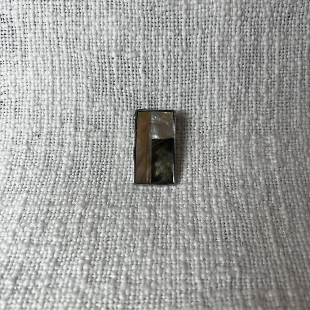 Vtg Lia Sophia Mother Of Pearl Slide Pendant Silver‎ Tone Multicolor Rectangle